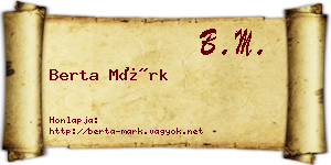Berta Márk névjegykártya